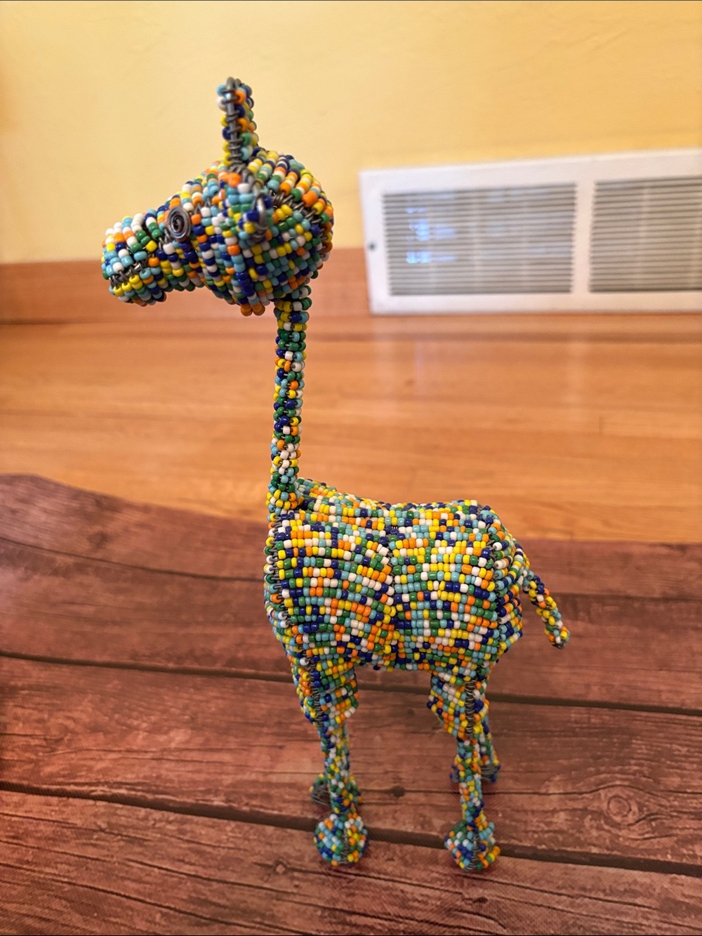 Handmade South African Colorful Beaded Giraffe Figurine